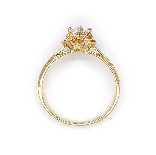 Gold Ring Flower with Zircon