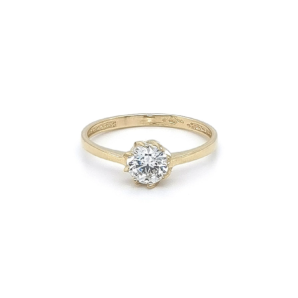 Gold Engagement Ring with Zircon