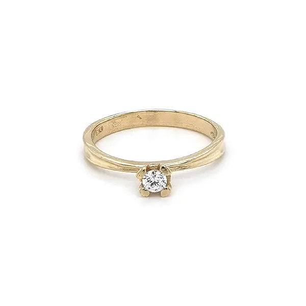 Gold Engagement Ring with Zircon