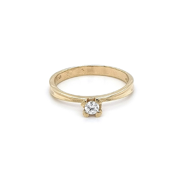 Gold Engagement Ring with Zircon