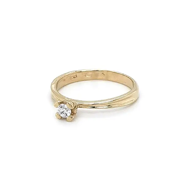 Gold Engagement Ring with Zircon