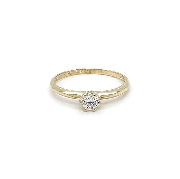 Gold Engagement Ring with Zircon