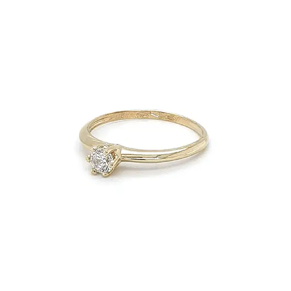 Gold Engagement Ring with Zircon