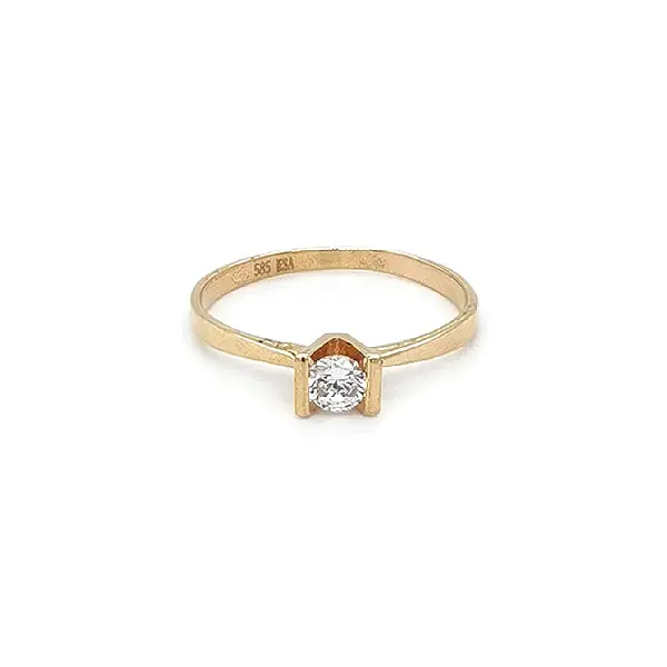 Gold Engagement Ring with Zircon