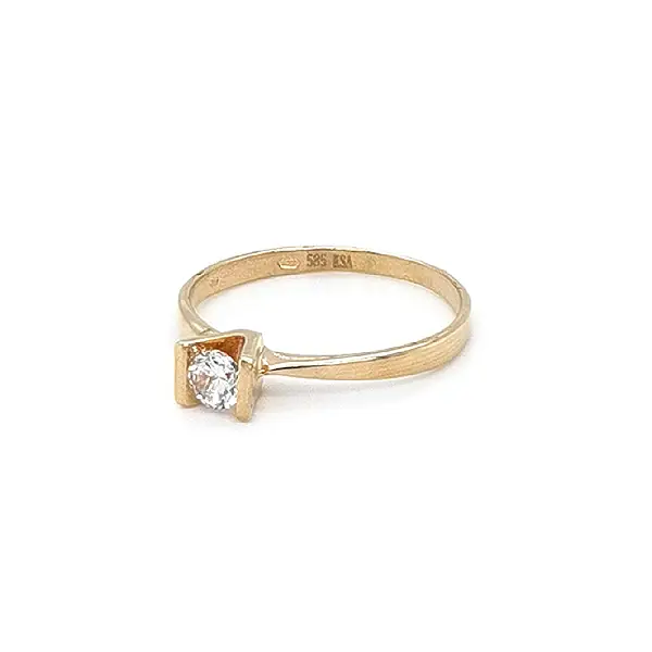 Gold Engagement Ring with Zircon