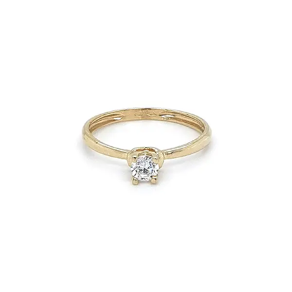 Gold Engagement Ring with Zircon