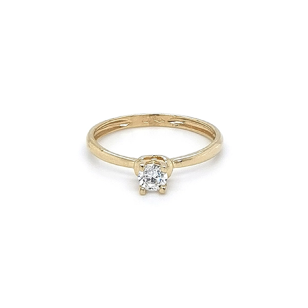 Gold Engagement Ring with Zircon
