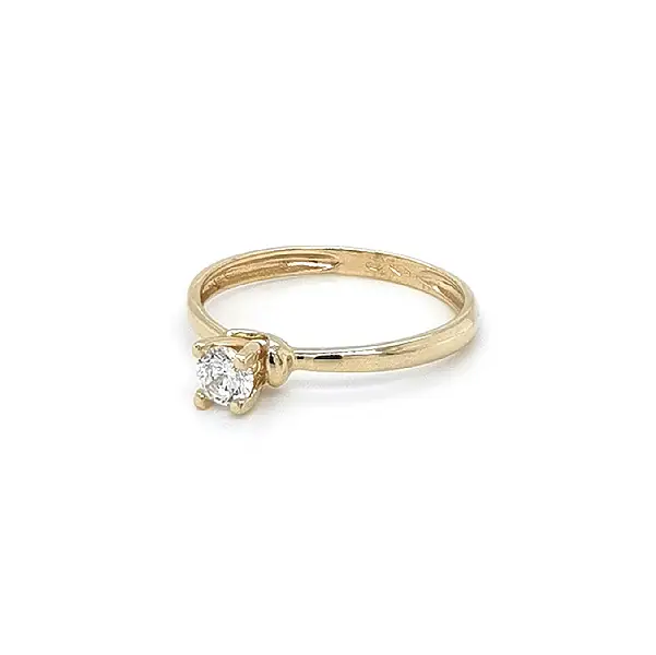 Gold Engagement Ring with Zircon