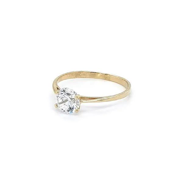 Gold Engagement Ring with Zircon