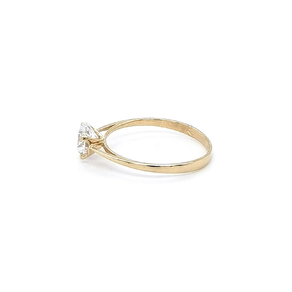 Gold Engagement Ring with Zircon