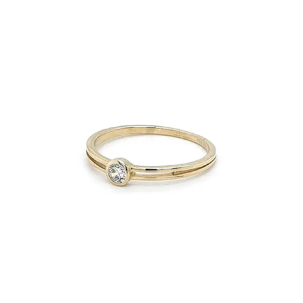 Gold Engagement Ring with Zircon