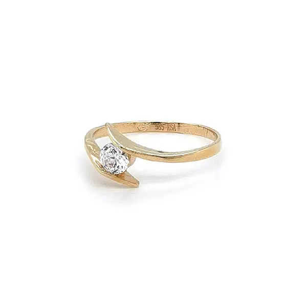Gold Engagement Ring with Zircon