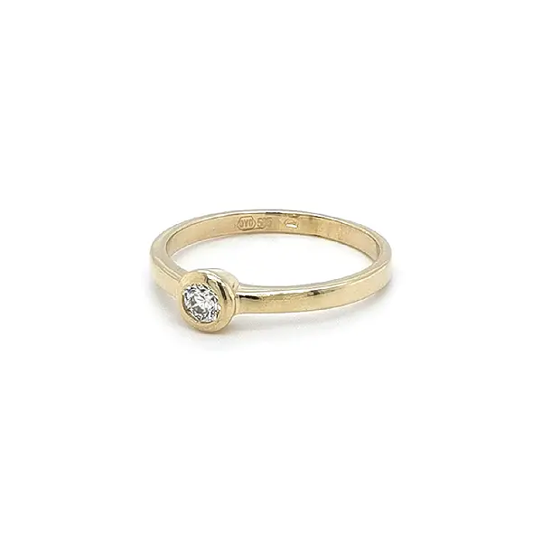 Gold Engagement Ring with Zircon
