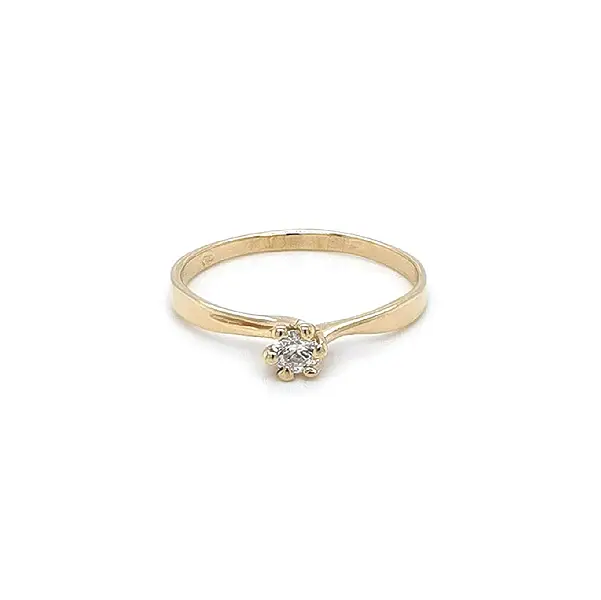 Gold Engagement Ring with Zircon
