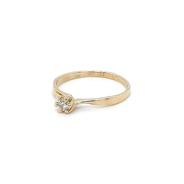 Gold Engagement Ring with Zircon