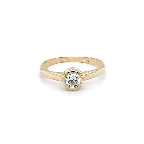 Gold Engagement Ring with Zircon