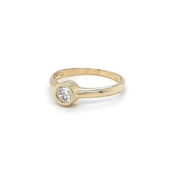 Gold Engagement Ring with Zircon