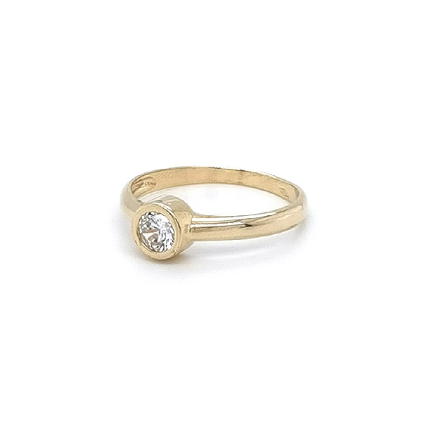Gold Engagement Ring with Zircon