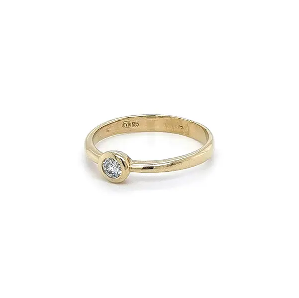 Gold Engagement Ring with Zircon