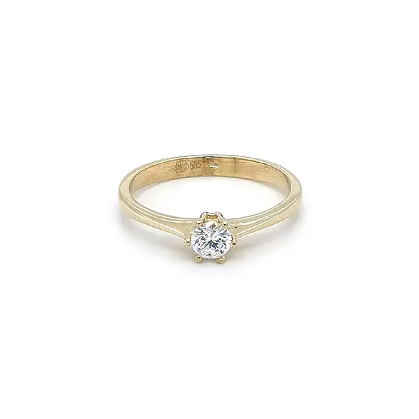 Gold Engagement Ring with Zircon