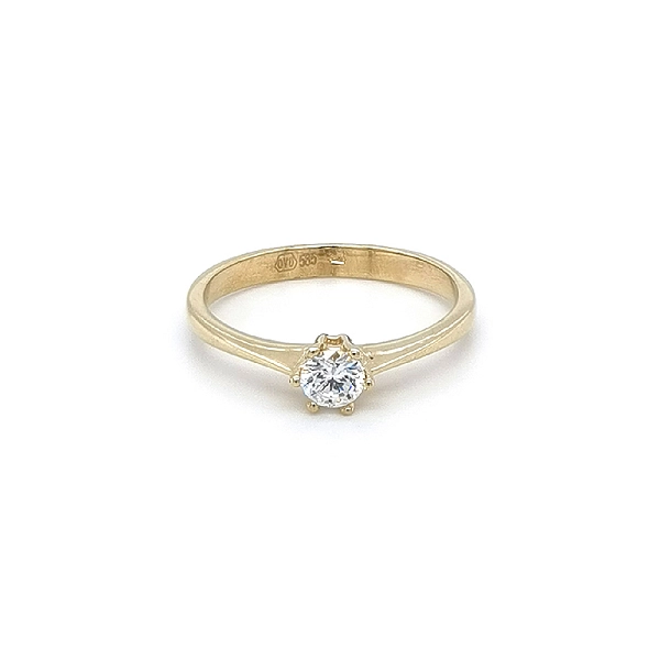 Gold Engagement Ring with Zircon
