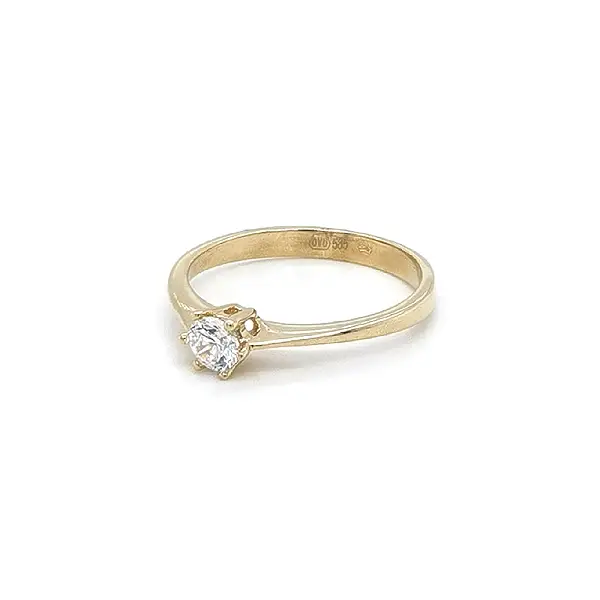 Gold Engagement Ring with Zircon