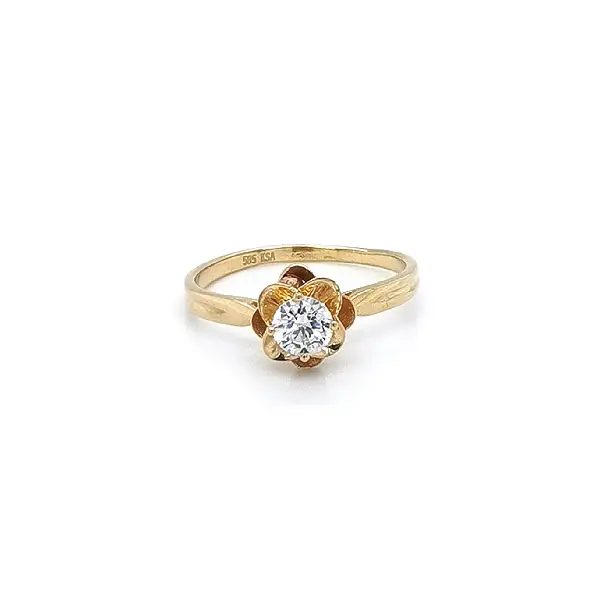 Gold Ring Sparkling Flower with Central Zircon