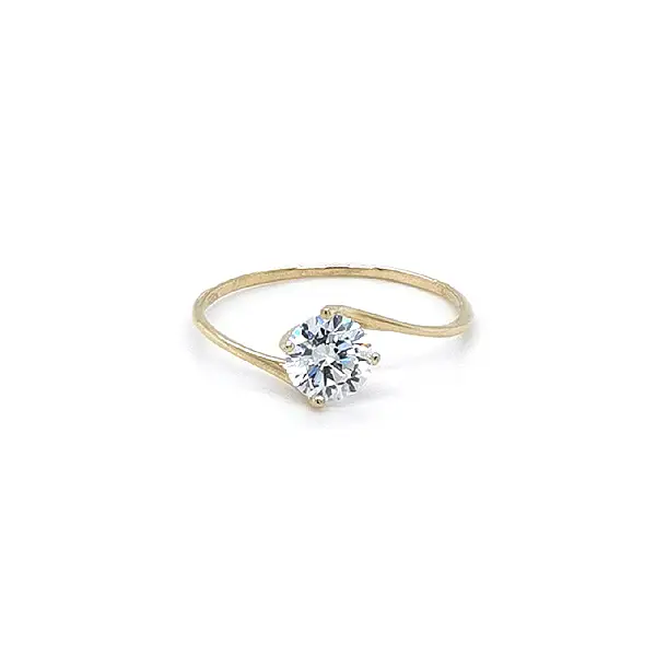 Gold Engagement Ring with Zircon