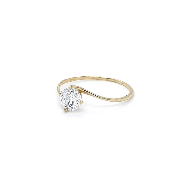 Gold Engagement Ring with Zircon