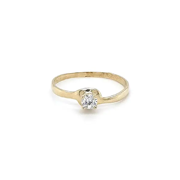 Gold Engagement Ring with Zircon