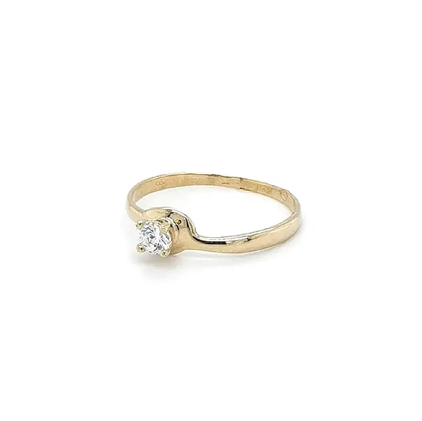 Gold Engagement Ring with Zircon