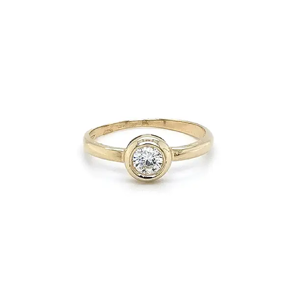 Gold Engagement Ring with Zircon