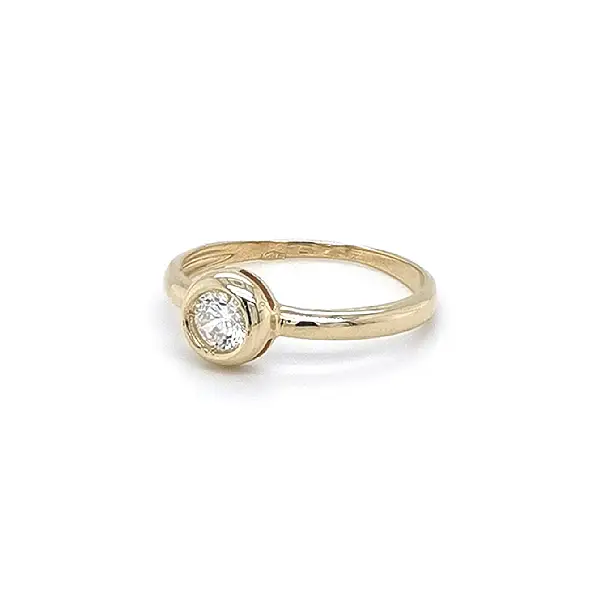 Gold Engagement Ring with Zircon