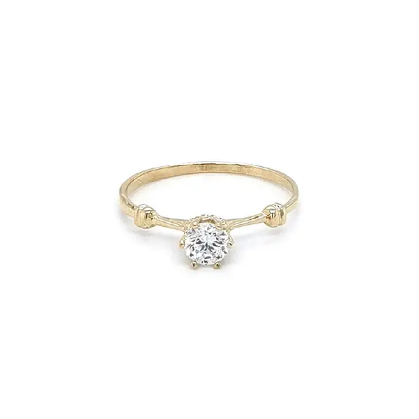 Gold Engagement Ring with Zircon