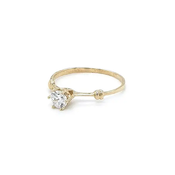Gold Engagement Ring with Zircon