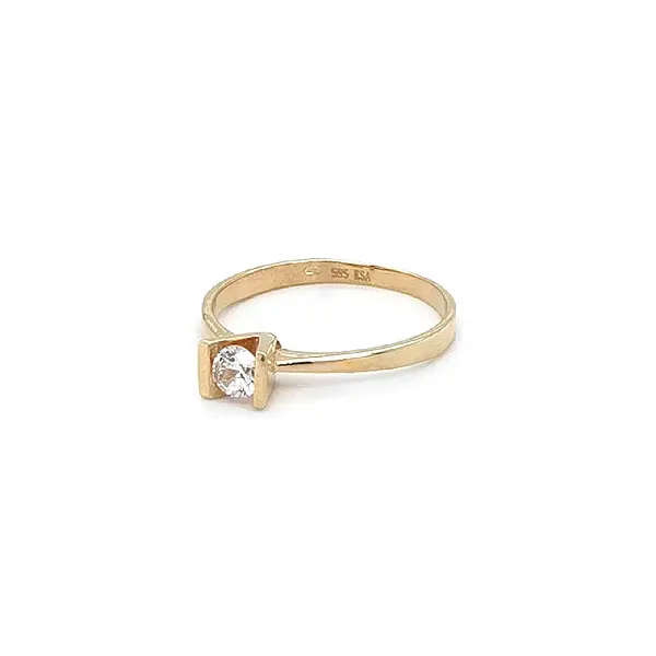 Gold Engagement Ring with Zircon