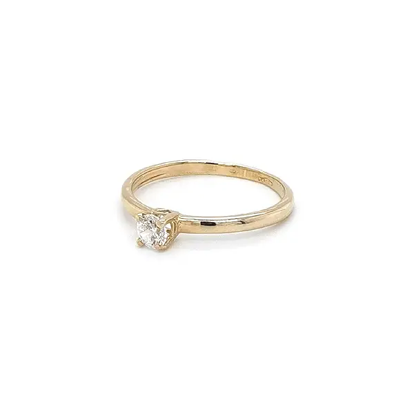 Gold Engagement Ring with Zircon