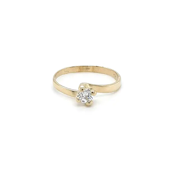 Gold Engagement Ring with Zircon