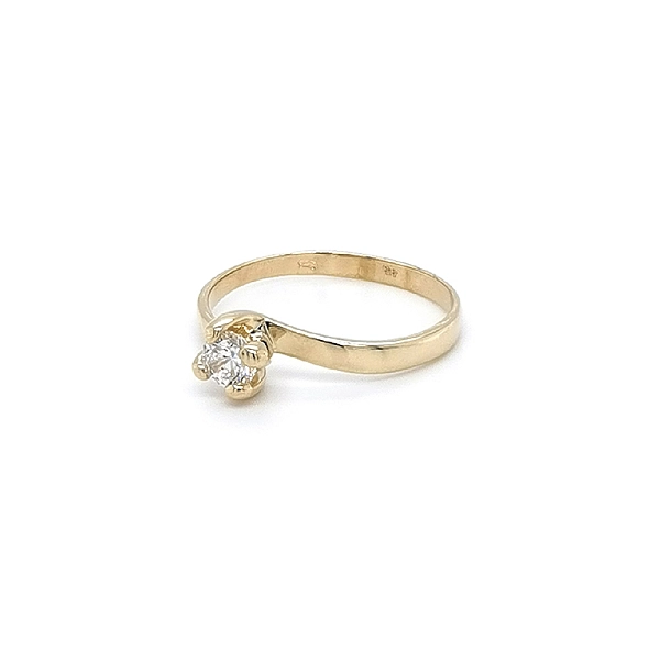 Gold Engagement Ring with Zircon