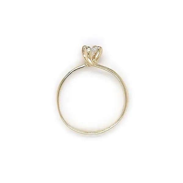 Gold Engagement Ring with Zircon