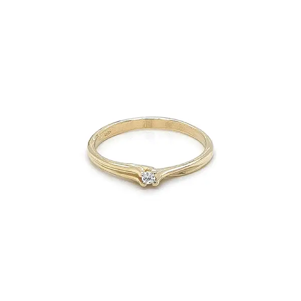 Gold Engagement Ring with Zircon