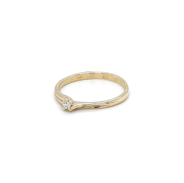 Gold Engagement Ring with Zircon