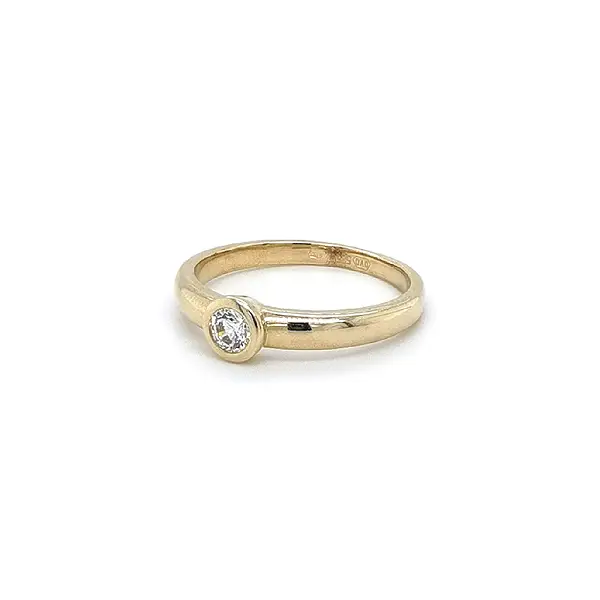 Gold Engagement Ring with Zircon