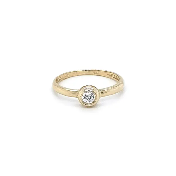 Gold Engagement Ring with Zircon