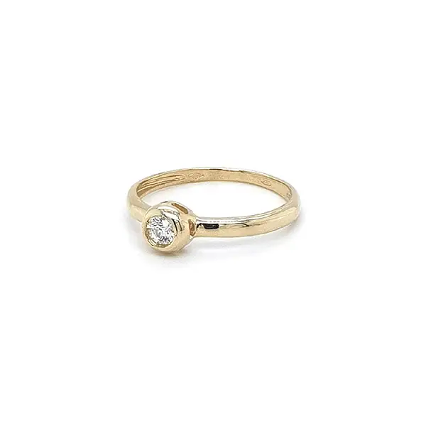 Gold Engagement Ring with Zircon