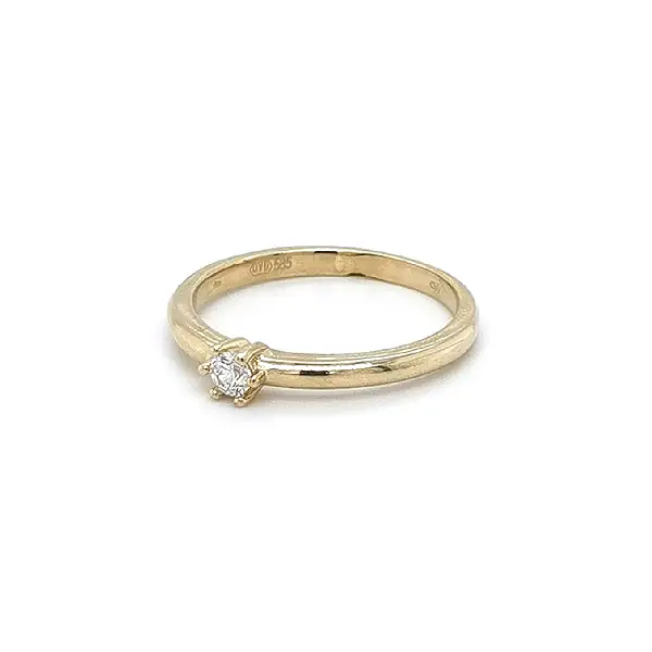 Gold Engagement Ring with Zircon