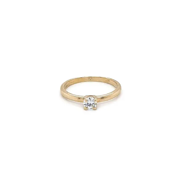 Gold Engagement Ring with Zircon