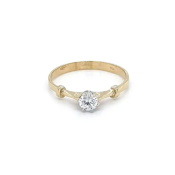 Gold Engagement Ring with Zircon