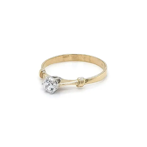 Gold Engagement Ring with Zircon