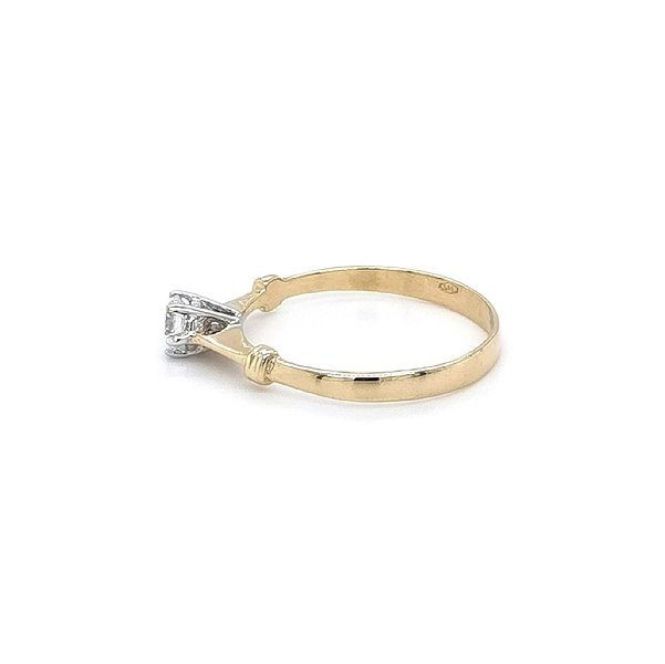 Gold Engagement Ring with Zircon